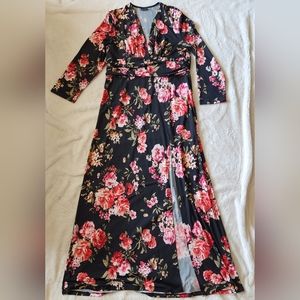 Long Sleeve Floral Maxi Dress XXXL